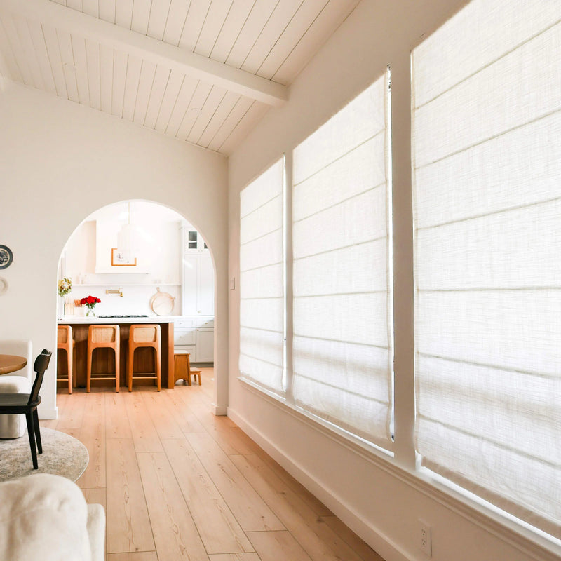 Ivory,Lesley Custom Linen No Drill Roman Shades